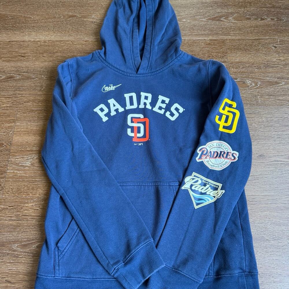 Nike San Diego Padres Logo Hoodie Sweatshirt Blue Sz Youth Large
